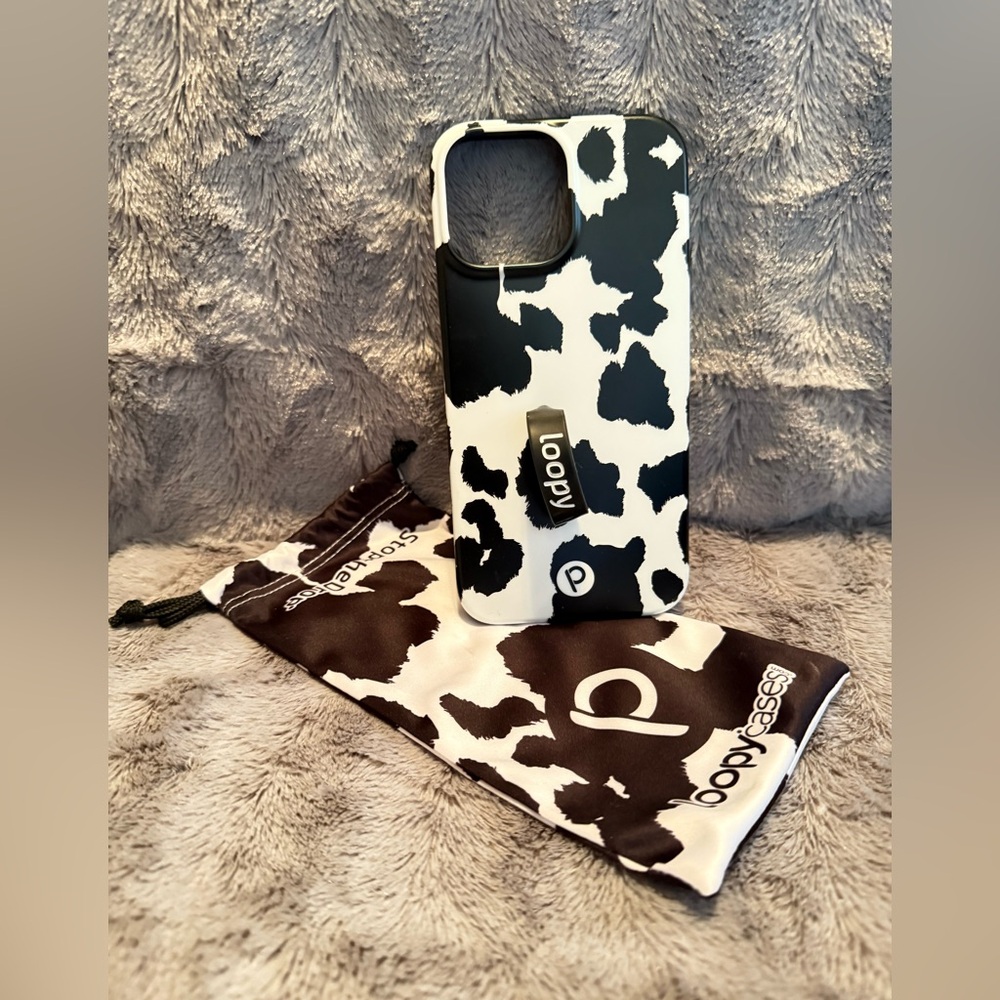 Black Cow Print Loopy IPhone Case - black and white